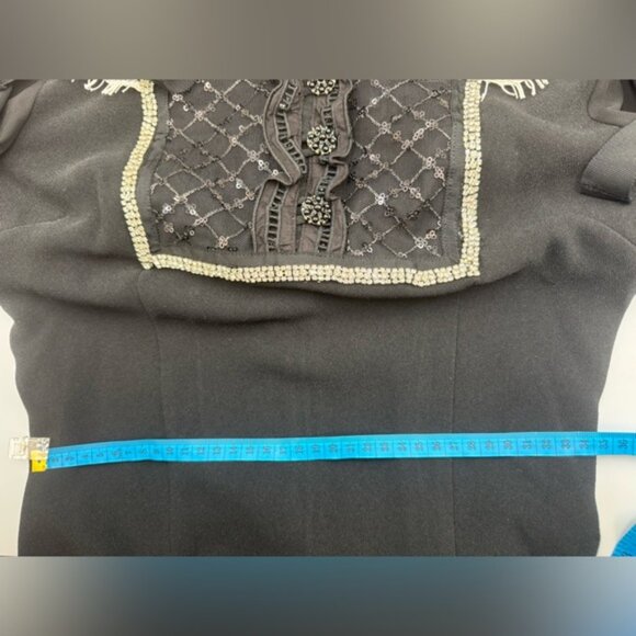 🆕 SELF-PORTRAIT 🧿 NWOT Diamante Trim Mini Dress, Black - Sz US 4 UK 8 - Picture 14 of 15